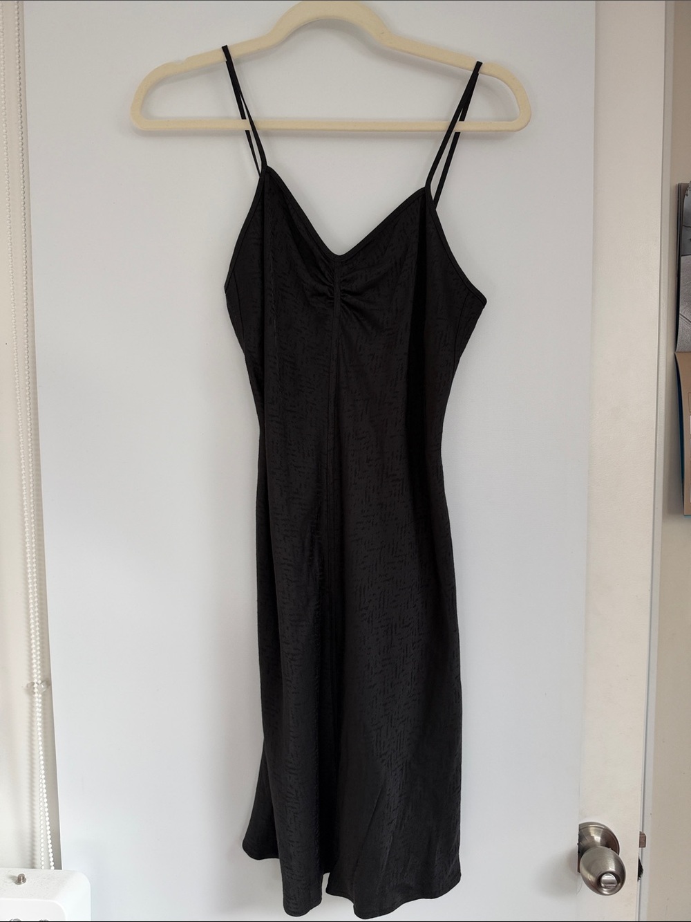 rag & bone Black Slip Midi Dress with Double Spaghetti Straps
